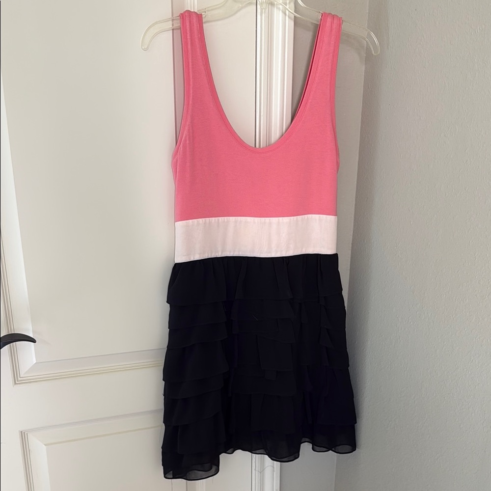 Pink and Black Sleeveless Dress